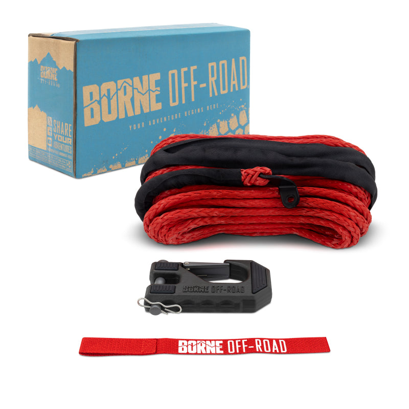Borne Off-Road Winch Hook - 3/8in Rope - Hand Strap - Red BNWN-SR-38-85KRD
