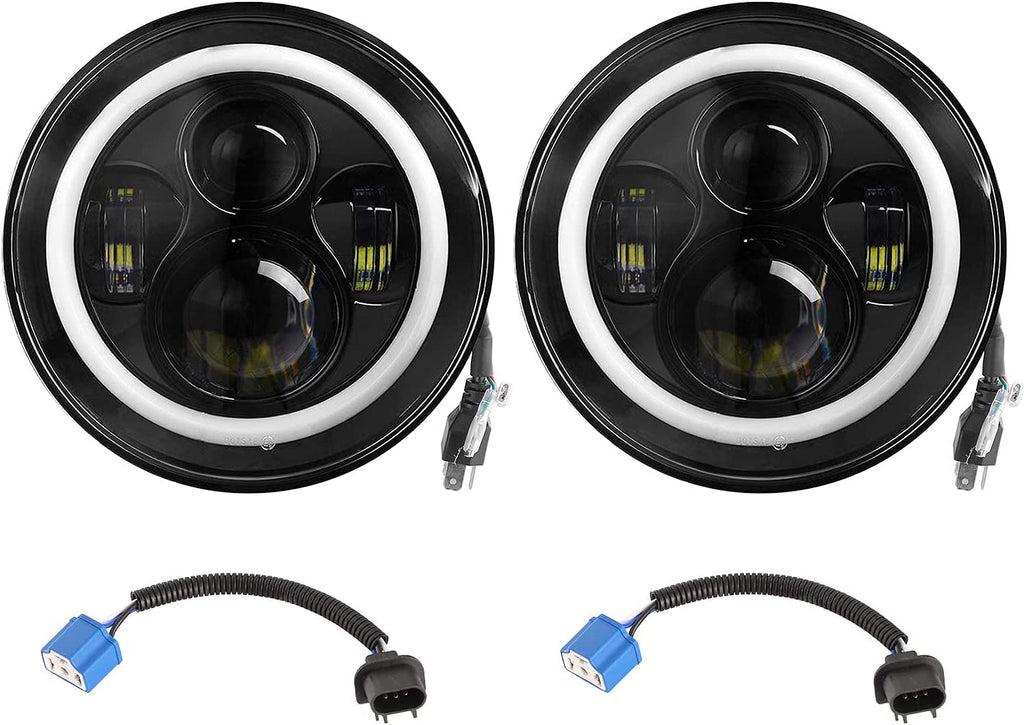 Moclever 7" Round Halo LED Headlights 6000LM for Jeep TJ/JK/CJ