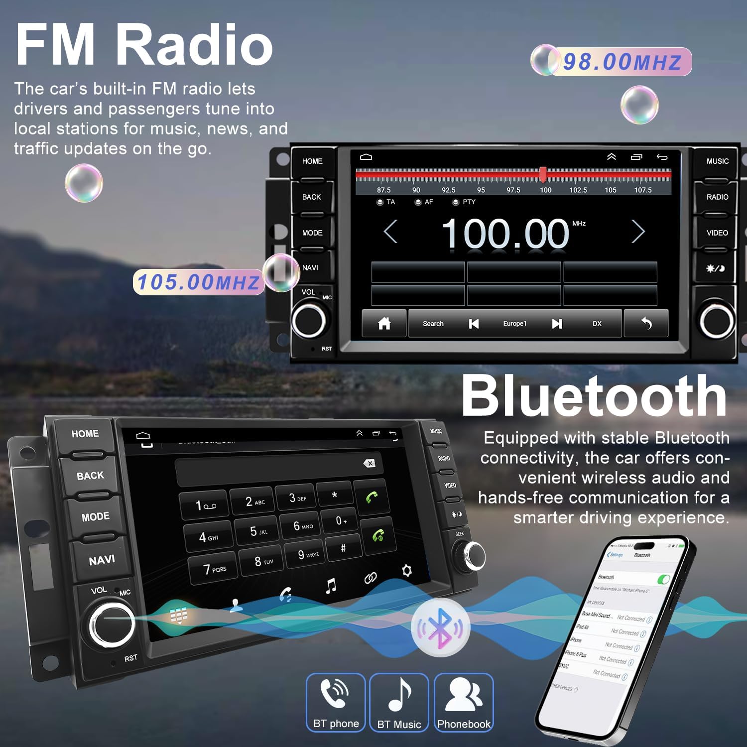 5G WiFi Upgrade Car Radio for Jeep Liberty 2008-2012, Dodge Grand Caravan 2008-2020, Chrysler Town & Country 2008-2016, 7 Inch Wireless CarPlay Android Auto Touch Screen Stereo, GPS BT FM SWC Camera