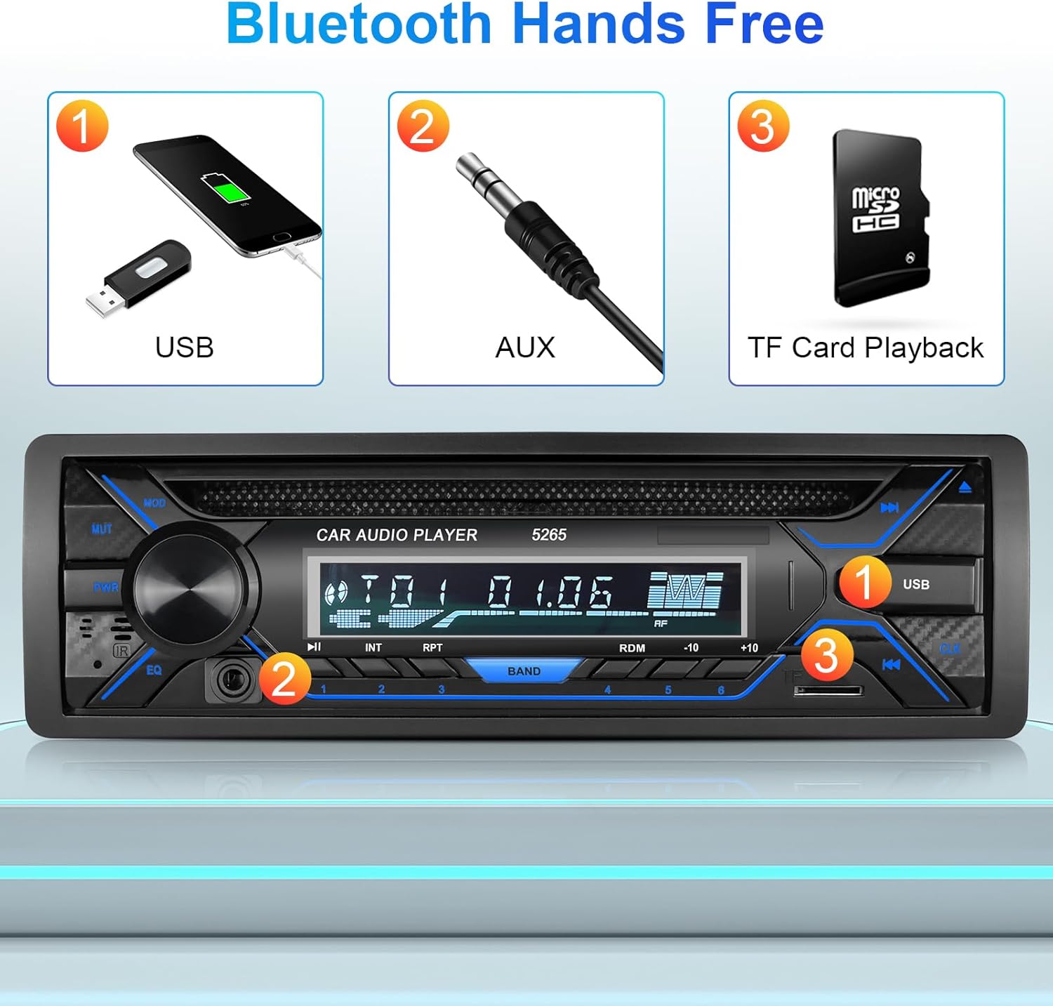 Single Din Car Stereo with CD/DVD Player, Single Din Radio with SD Card/AUX/USB Playback, AM/FM