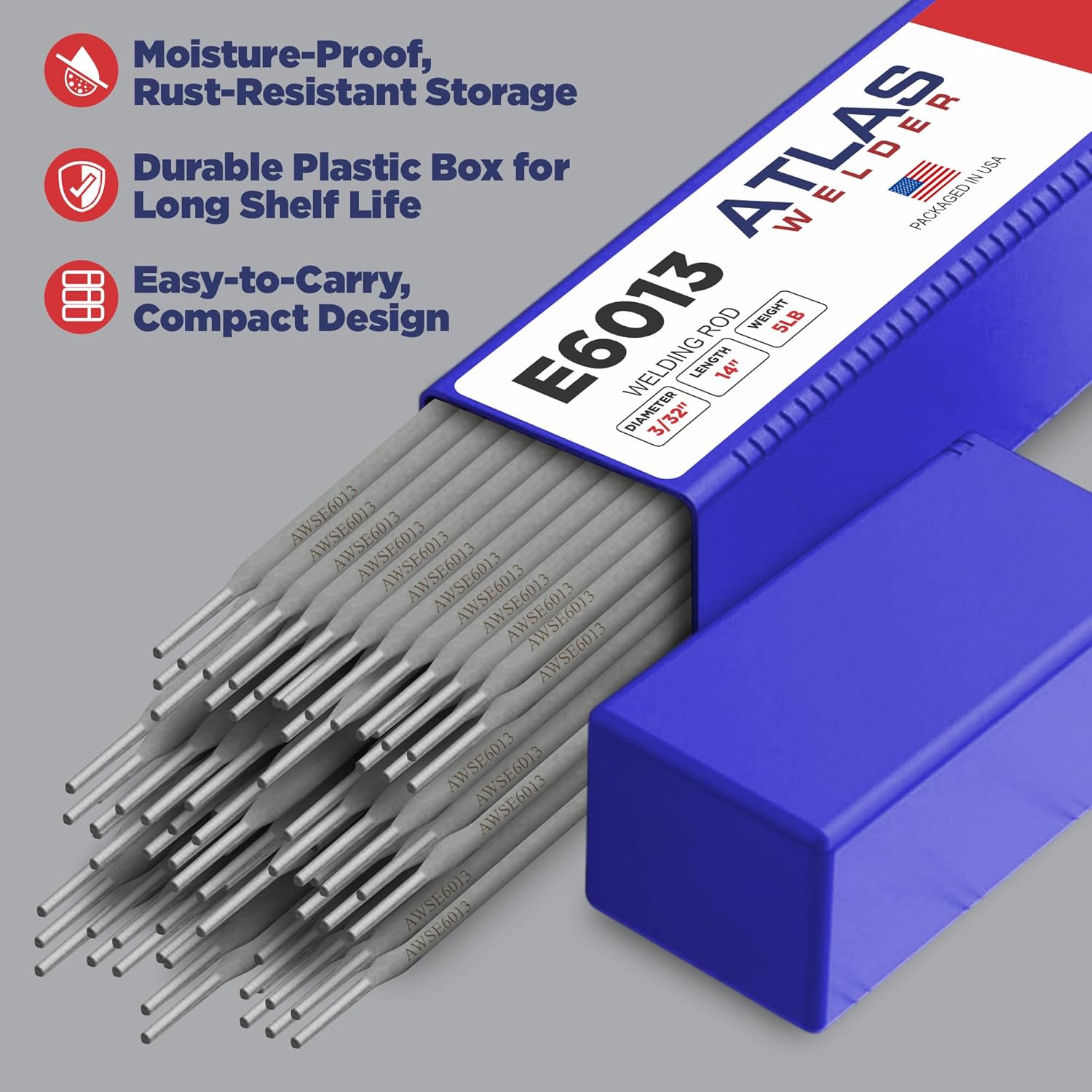 ATLASWELDER E6013 3/32'' 5LB Welding Rod Carbon Steel Stick Electrodes