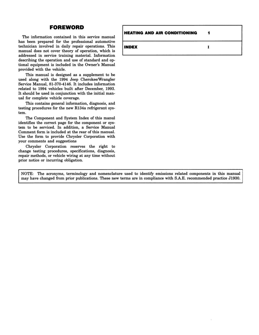 Detroit Iron - 1994 Jeep Cherokee & Wrangler Shop Manual