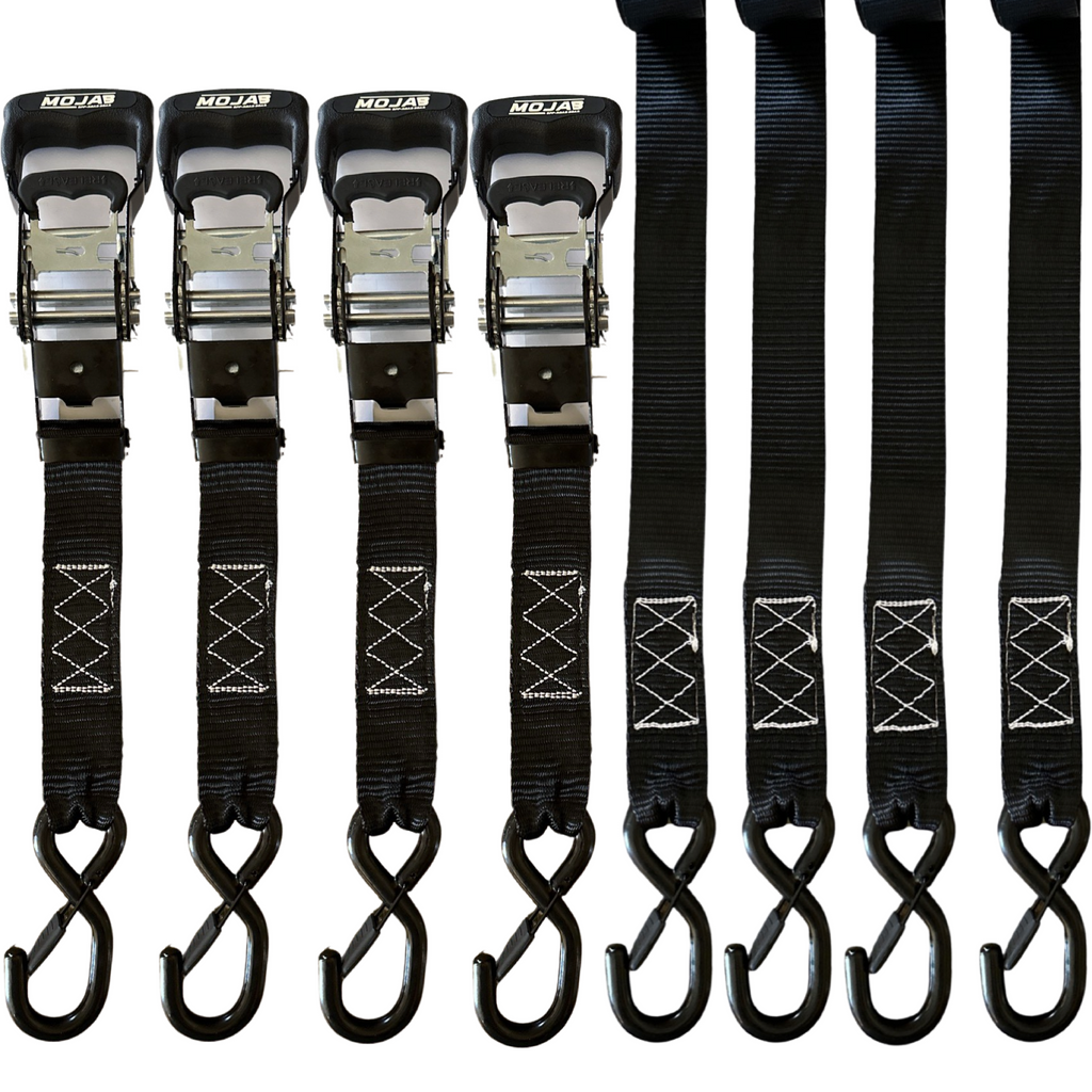 1.6" x 15' Ratchet Tie-Down Set, Closed Hook (4-Pack)
