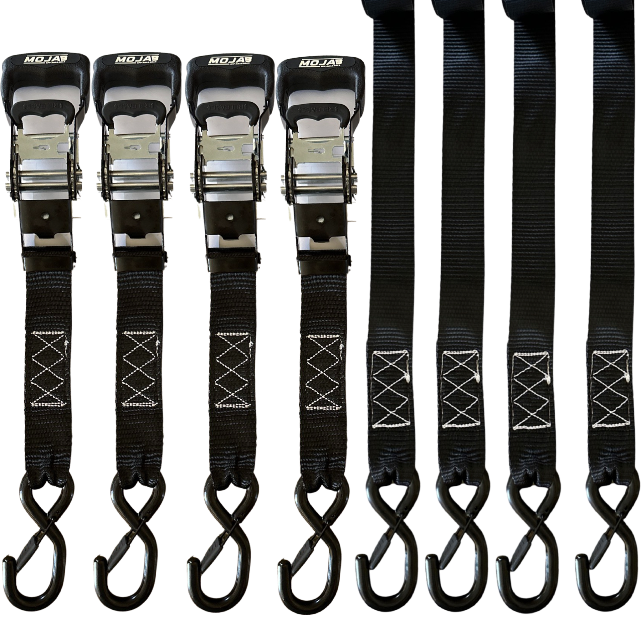 1.6" x 15' Ratchet Tie-Down Set, Closed Hook (4-Pack)