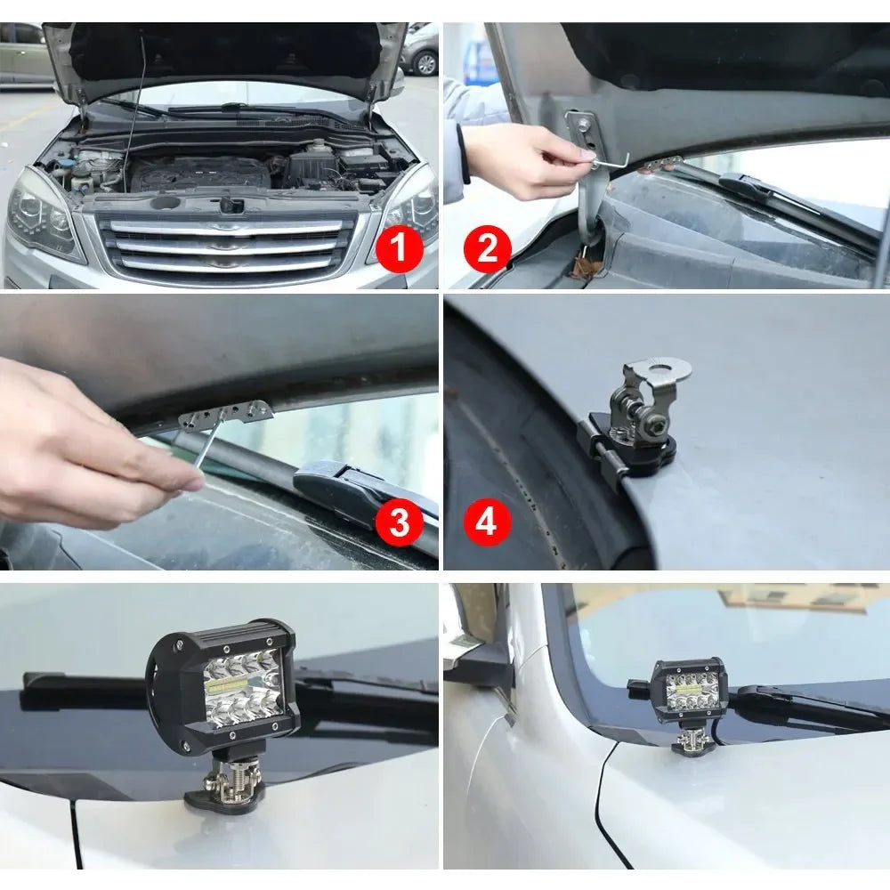 LED Light Bar Hood Mount Brackets (2PCS)
