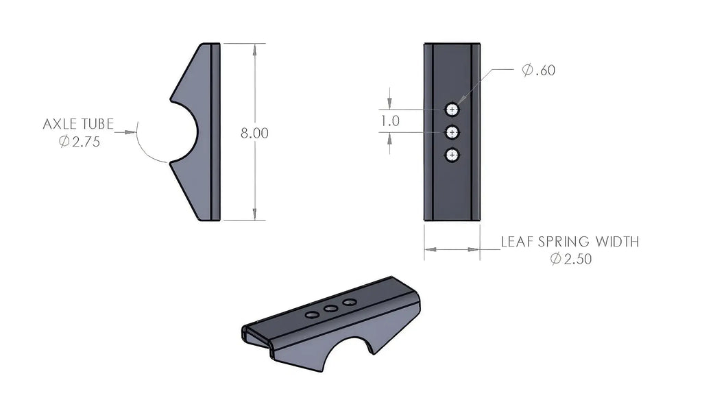 Dana 44HD Spring Perches 2.5" Wide