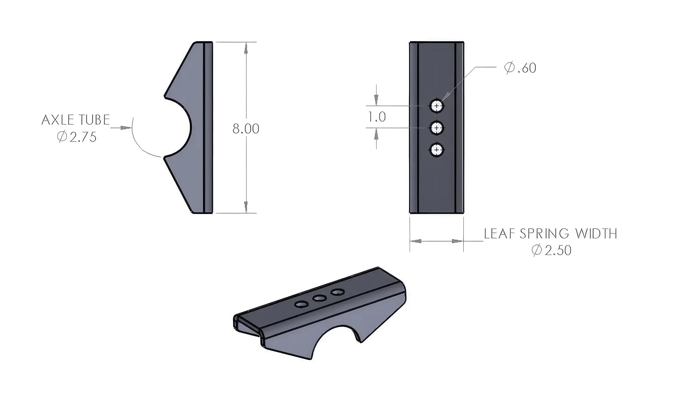 Dana 44HD Spring Perches 2.5" Wide