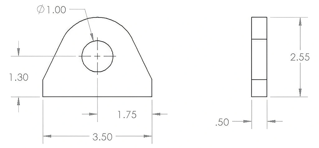 1/2" Thick D Ring Tab (Flat Mount)