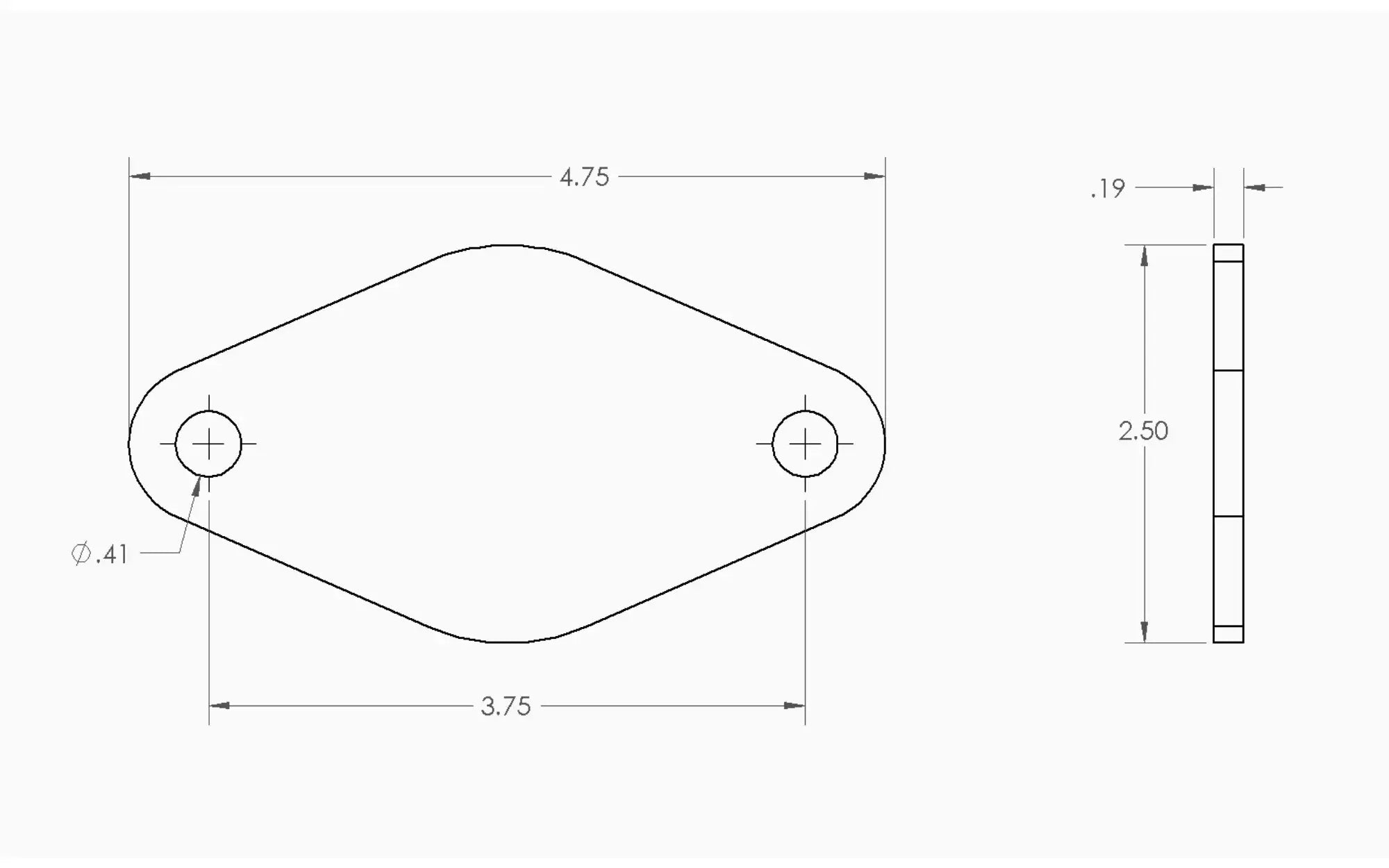 Large Oval Solid Mounting Plate