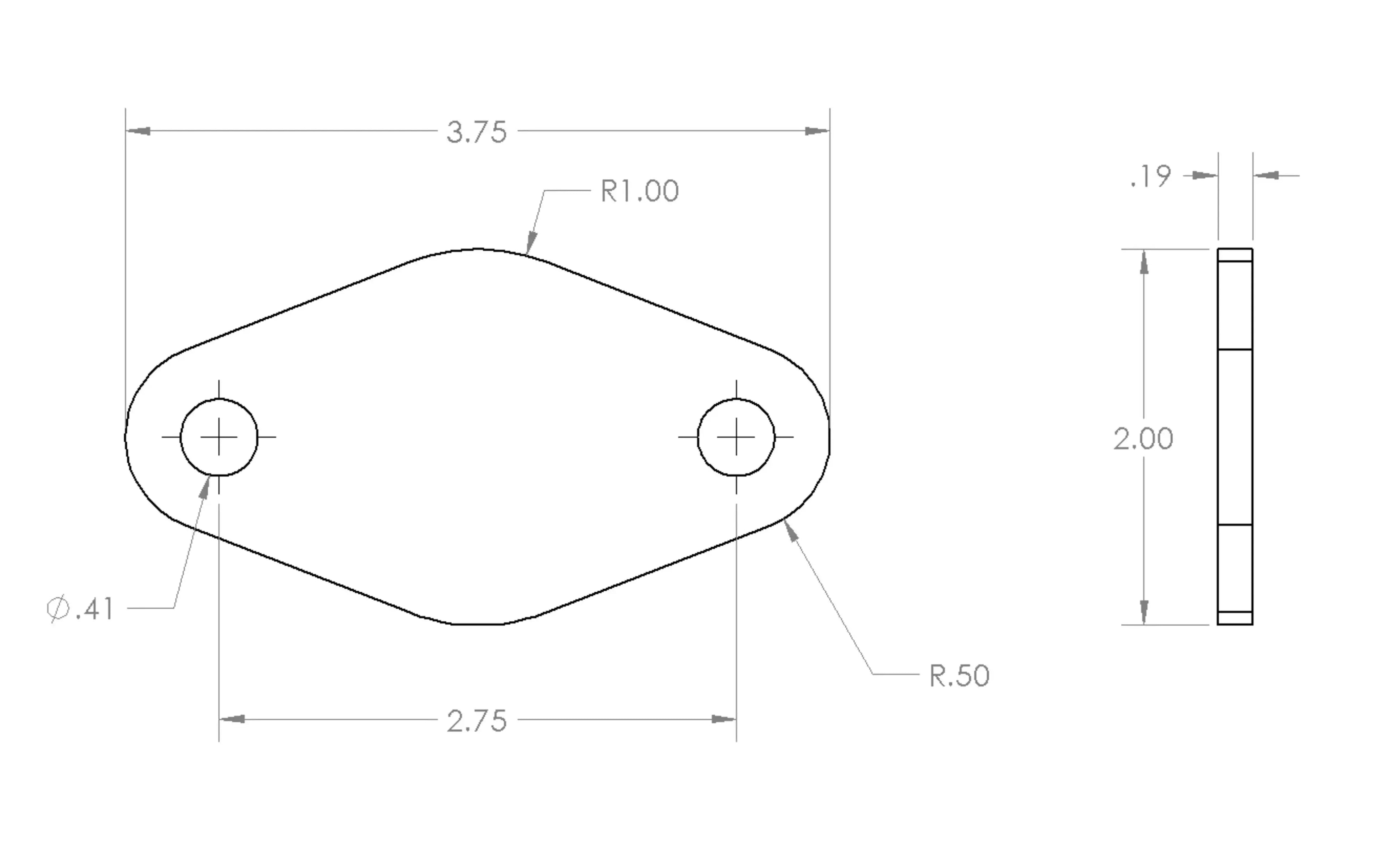 Small Oval Solid Mounting Plate