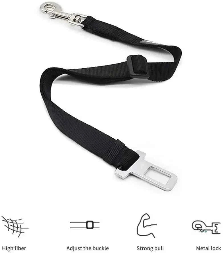 Pet Car Seat Belt Harness – Adjustable Safety Clip for Dogs & Cats