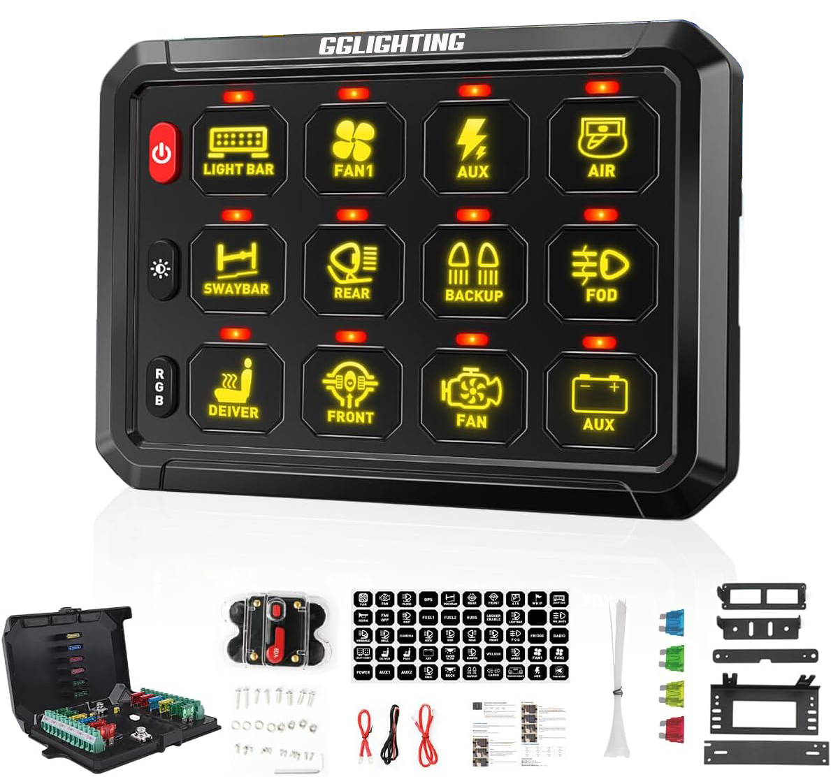 12-Gang Switch Panel - RGB, Bluetooth & Remote