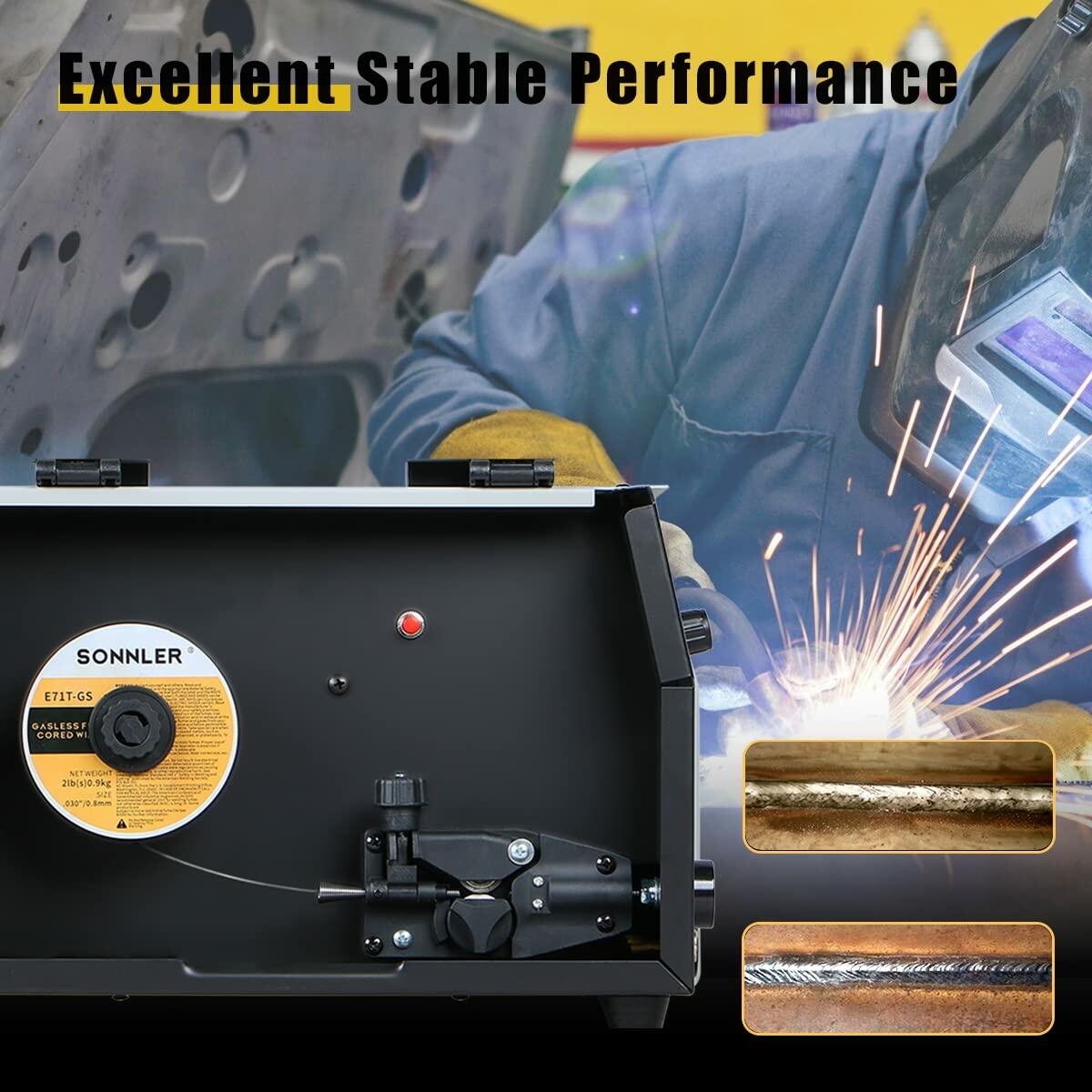 SONNLER Flux Core Welding Wire E71T-GS .030 0.8mm 2LB Carbon Steel