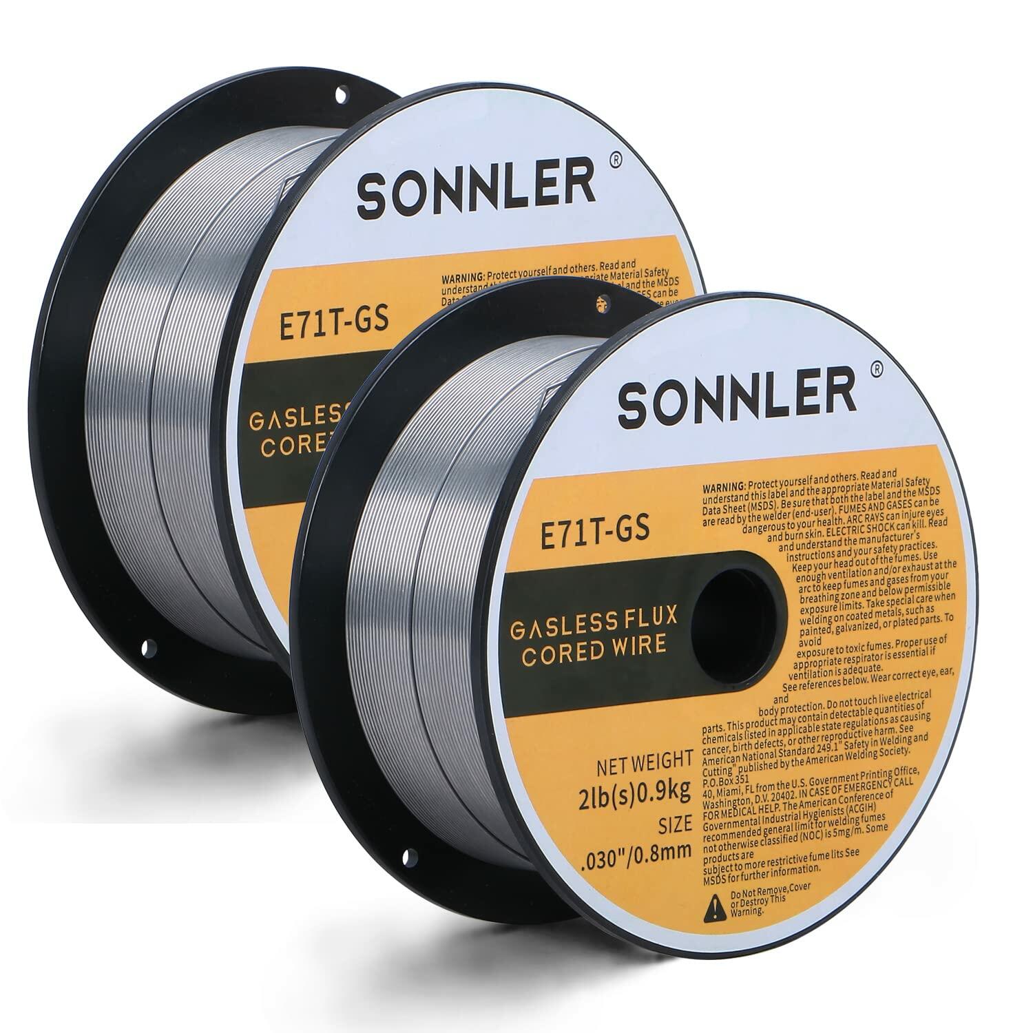 SONNLER Flux Core Welding Wire E71T-GS .030 0.8mm 2LB Carbon Steel