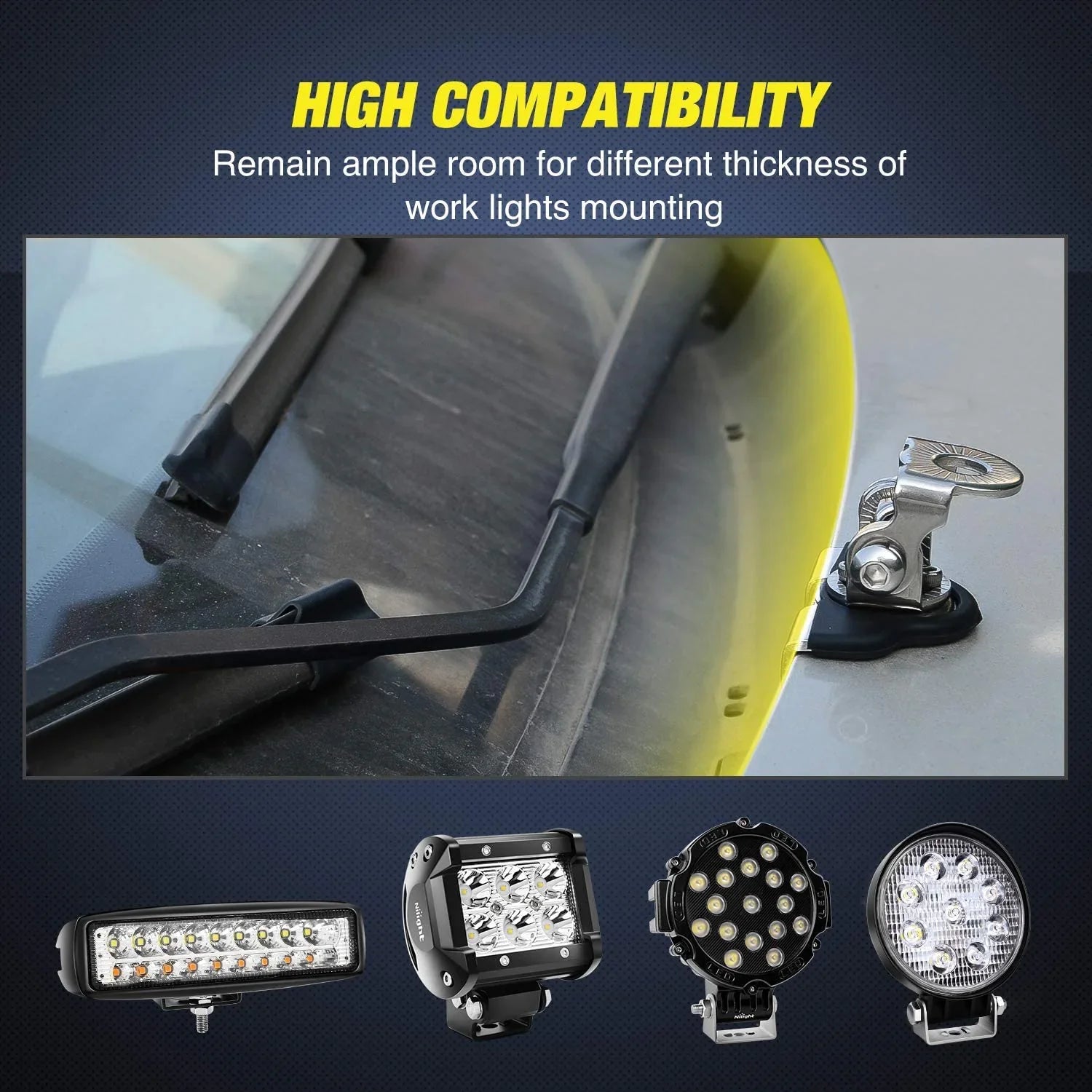 LED Light Bar Hood Mount Brackets (2PCS)